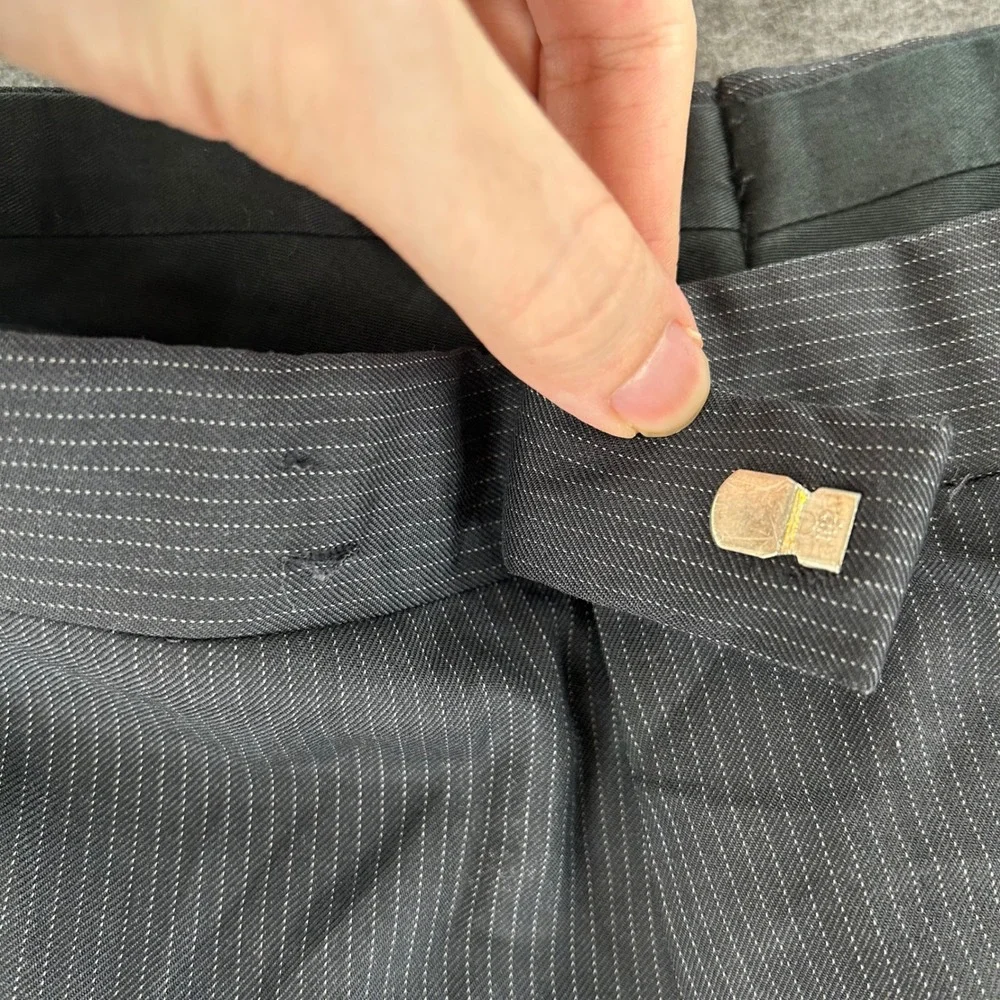 Ralph Lauren Black Label Mens 31 Wool Pinstripe Trousers Italy Grey Fits 30x30.5
